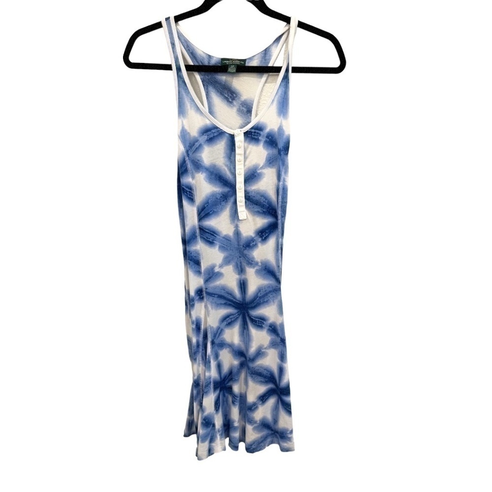 𝅺lauren Ralph Lauren Jeans Co Summer Dress Blue Tie Dye Racerback Size Small